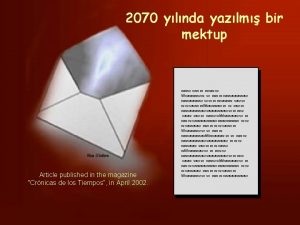 2070 ylnda yazlm bir mektup Article published in