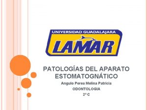 PATOLOGAS DEL APARATO ESTOMATOGNTICO Angulo Perea Melina Patricia