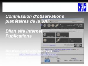 Commission dobservations plantaires de la SAF Bilan site