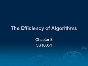 The Efficiency of Algorithms Chapter 3 CS 10051