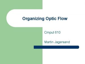 Organizing Optic Flow Cmput 610 Martin Jagersand Last