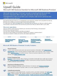 Upsell Guide Microsoft 365 Business Standard to Microsoft