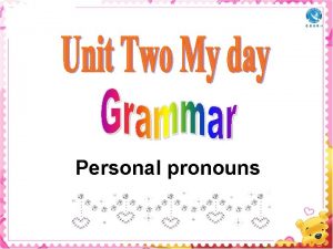 Personal pronouns Personal pronouns subject form Singular I