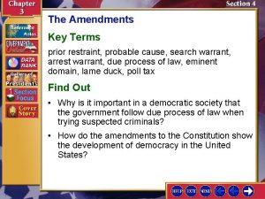 The Amendments Key Terms prior restraint probable cause