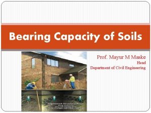 Bearing Capacity of Soils Prof Mayur M Maske