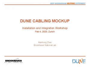 DUNE CABLING MOCKUP Installation and Integration Workshop Feb