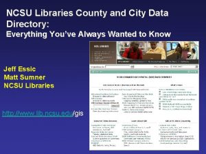 NCSU Libraries County and City Data Directory Everything