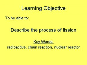 Learning Objective To be able to Describe the