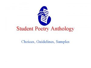 Student Poetry Anthology Choices Guidelines Samples TwoTone Poetry