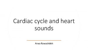 Cardiac cycle and heart sounds Arwa Rawashdeh Blood