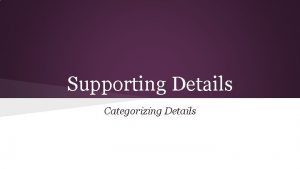 Supporting Details Categorizing Details Main Idea Definition The