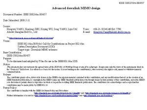 IEEE S 80216 m08457 Advanced downlink MIMO design