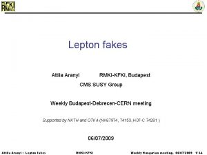 Lepton fakes Attila Aranyi RMKIKFKI Budapest CMS SUSY