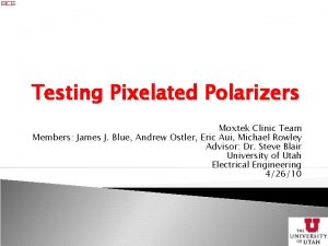 Testing Pixelated Polarizers Moxtek Clinic Team Members James