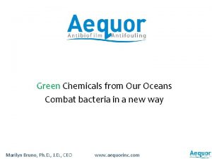 Green Chemicals from Our Oceans Combat bacteria in