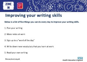 Heading here Improving your writing skills Below is