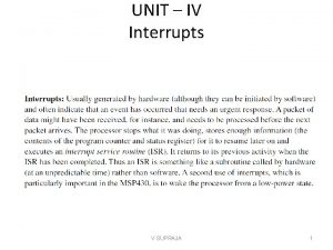 UNIT IV Interrupts V SUPRAJA 1 Interrupts are