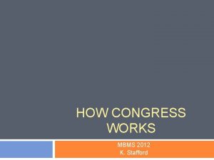 HOW CONGRESS WORKS MBMS 2012 K Stafford Basic