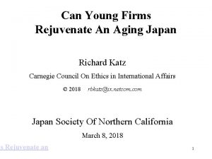 Can Young Firms Rejuvenate An Aging Japan Richard