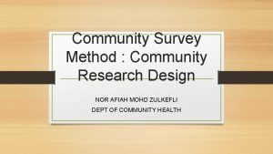 Community Survey Method Community Research Design NOR AFIAH