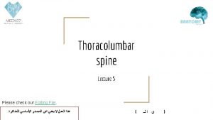 Objectives Distinguish the thoracic and lumbar vertebrae from
