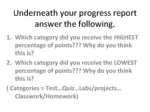 Underneath your progress report answer the following 1