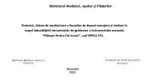 Ministerul Mediului Apelor i Pdurilor Proiectul Sistem de