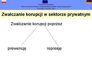 Projekt twinningowy Wzmocnienie procesu implementacji dziaa antykorupcyjnych Transition