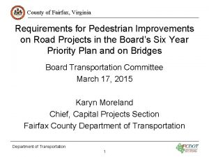 County of Fairfax Virginia Requirements for Pedestrian Improvements