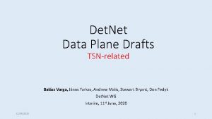 Det Net Data Plane Drafts TSNrelated Balzs Varga