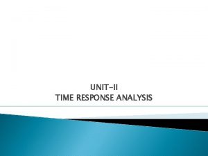 UNITII TIME RESPONSE ANALYSIS Contents Introduction Influence of