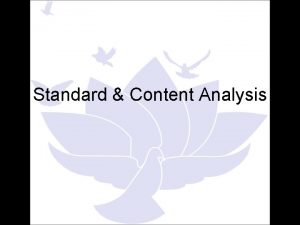 Standard Content Analysis SBE Planning Process What should