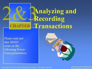 23 CHAPTER Analyzing and Recording Transactions Please read