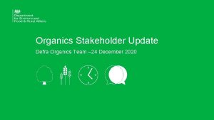 Organics Stakeholder Update Defra Organics Team 24 December