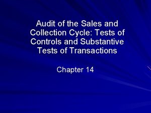 Audit of the Sales and Collection Cycle Tests