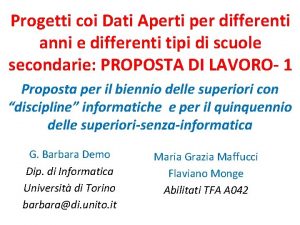 Progetti coi Dati Aperti per differenti anni e