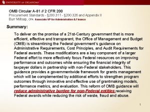 OMB Circular A81 2 CFR 200 Procurement Standards