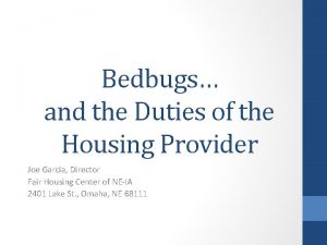 Bedbugs and the Duties of the Housing Provider