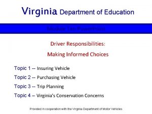 Virginia Department of Education Module Ten Power Point