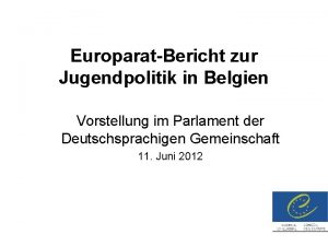 EuroparatBericht zur Jugendpolitik in Belgien Vorstellung im Parlament