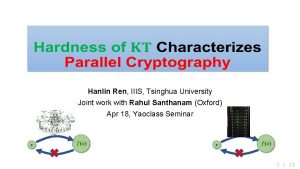 Hanlin Ren IIIS Tsinghua University Joint work with