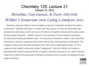 Chemistry 125 Lecture 21 October 22 2010 Berzelius