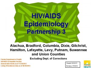 HIVAIDS Epidemiology Partnership 3 Alachua Bradford Columbia Dixie