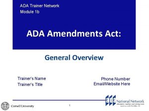 ADA Trainer Network Module 1 b ADA Amendments