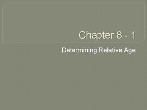 Chapter 8 1 Determining Relative Age Age of