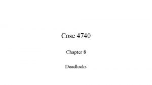 Cosc 4740 Chapter 8 Deadlocks The Deadlock Problem