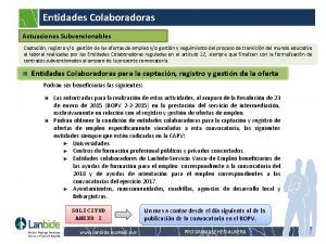 Entidades Colaboradoras Actuaciones Subvencionables Captacin registro yo gestin