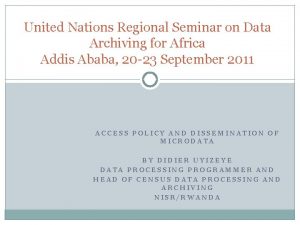 United Nations Regional Seminar on Data Archiving for