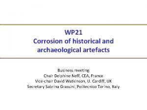 WP 21 Corrosion of historical and archaeological artefacts