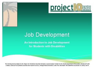 Job Development An Introduction to Job Development for